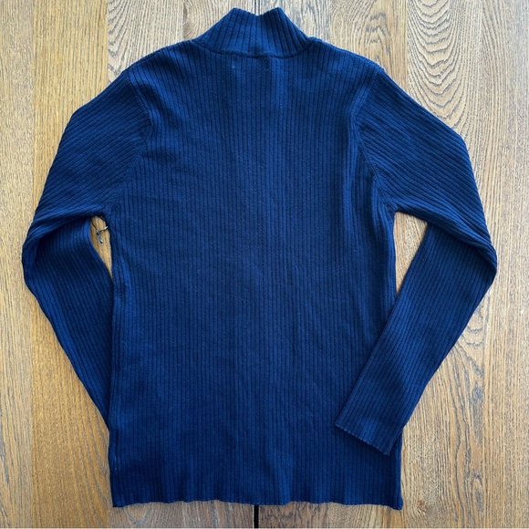 NWT Anatomie Charlize Navy Zip-Up Ribbed Travel Sweater Orange Cream Stripe - Picture 10 of 13